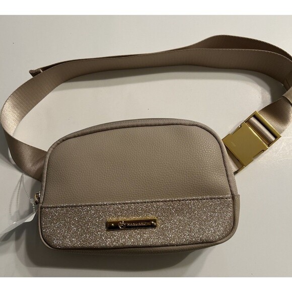Joy Couture Sleek Silhouette Leather Sparkle Waist/Sling Bag Beige/latte Nwt - Picture 1 of 9